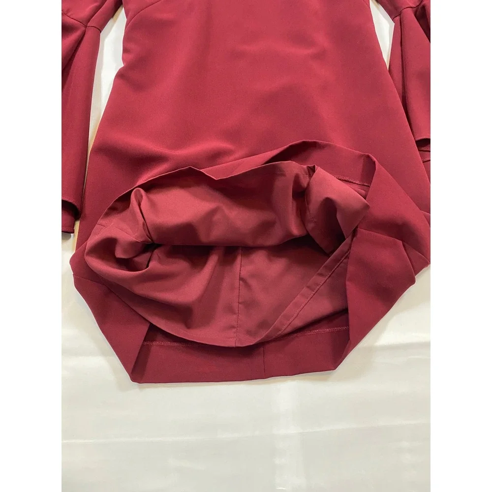 Milly Burgundy Tiered Bell Sleeve Crepe Shift Dress‎ Cocktail Valentines Size 2